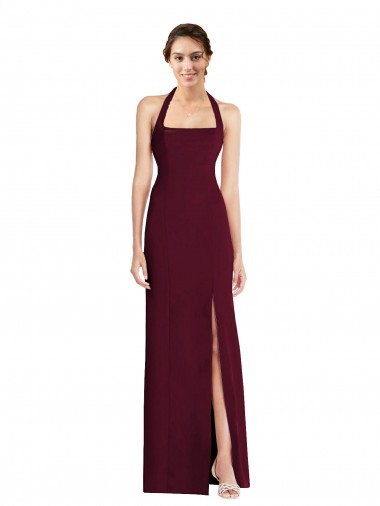 Best Stretch Crepe Open Back Long Halter Neck Trumpet Prom Dress Canada