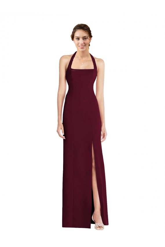 Best Stretch Crepe Open Back Long Halter Neck Trumpet Prom Dress Canada