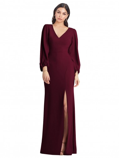 Best Stretch Crepe Long V-Neck Trumpet Prom Dress Canada