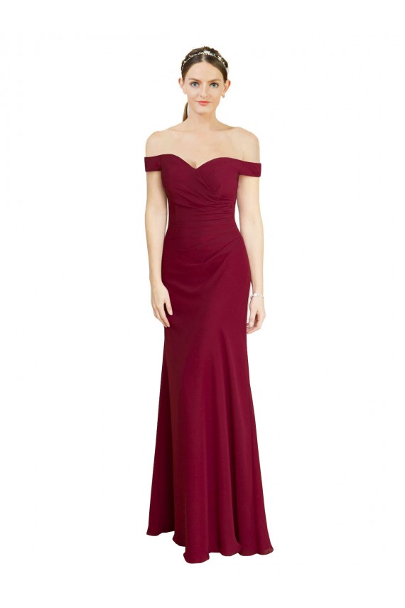 Best Soft Chiffon Long Off the Shoulder Mermaid Black Tie Prom Dress Canada