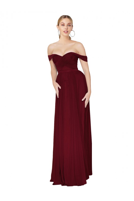 Best Soft Chiffon Long Off the Shoulder Mermaid Prom Dress Canada