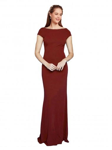 Best Stretch Crepe Keyhole Back Long Round Neck Mermaid Prom Dress Canada