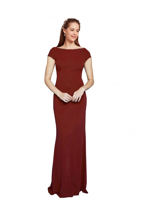Best Stretch Crepe Keyhole Back Long Round Neck Mermaid Prom Dress Canada