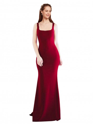 Best Stretch Crepe Long Square Neck Mermaid Prom Dress Canada
