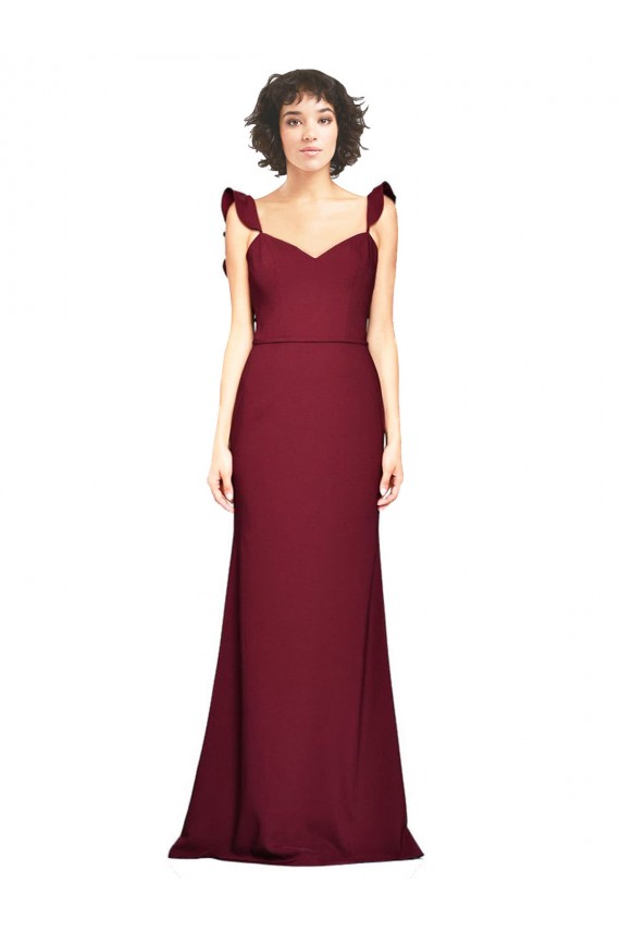 Best Stretch Crepe Long Strapless Burgundy Mermaid Prom Dress Canada