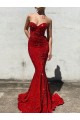 Best Velvet Sequin Court Train Sweetheart Mermaid Prom Dress Canada