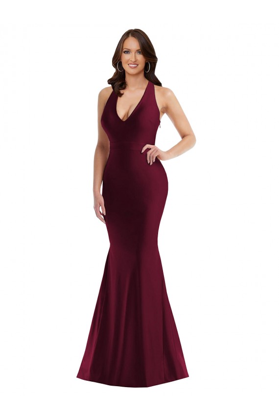 Best Silky Satin Open Back Long V-Neck Mermaid Plus Size Formal Prom Dress Canada