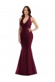 Best Silky Satin Open Back Long V-Neck Mermaid Plus Size Formal Prom Dress Canada