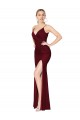 Best Soft Chiffon V-Back Long V-Neck Burgundy Mermaid Prom Dress Canada