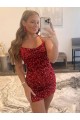 Best Velvet Sequin Short Spaghetti Straps Sheath Prom Dresses Canada