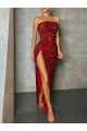 Best Velvet Sequin Long Strapless Sheath Prom Dress Canada
