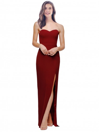 Best Stretch Crepe Long Sweetheart Sheath High Side Slit Prom Dress Canada