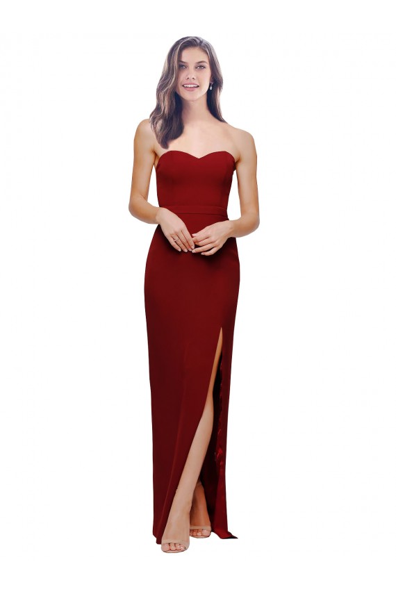 Best Stretch Crepe Long Sweetheart Sheath High Side Slit Prom Dress Canada