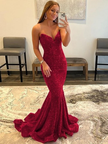 Best Velvet Sequin Sweep Train Sweetheart Sheath Prom Dress Canada