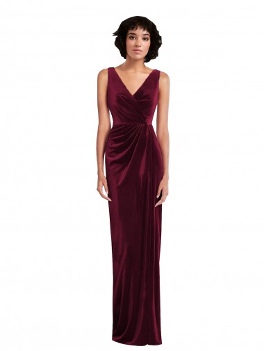 Best Stretch Velvet Long V-Neck Sheath Prom Dress Canada