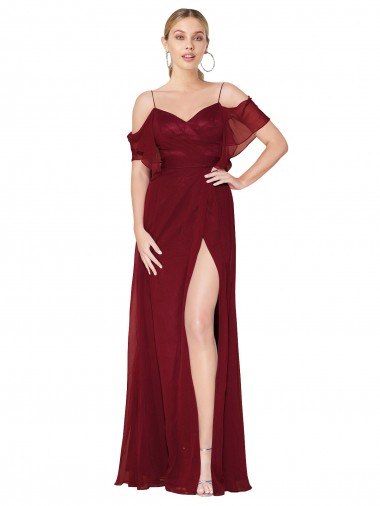 Best Soft Chiffon V-Back Long Off the Shoulder Trumpet Prom Dress Canada