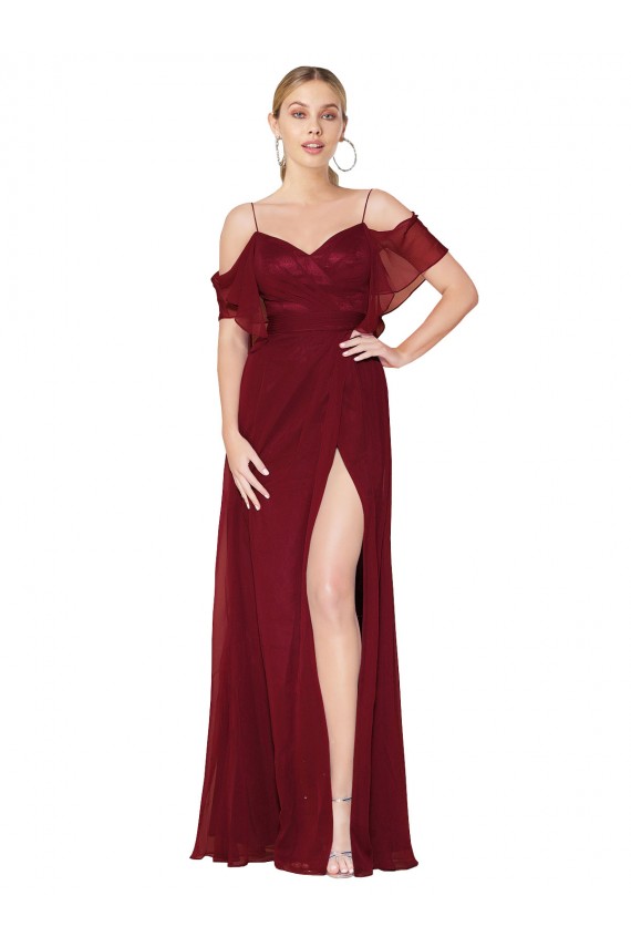 Best Soft Chiffon V-Back Long Off the Shoulder Trumpet Prom Dress Canada