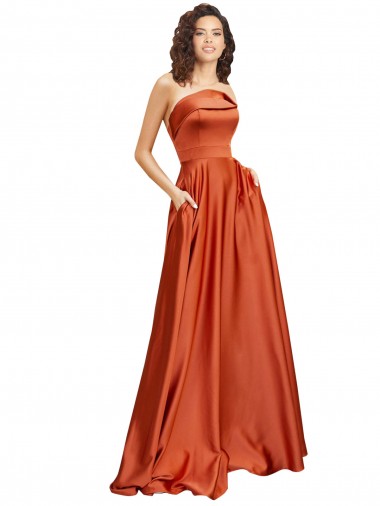 Best Silky Satin Low Back Sweep Train Round Neck A-Line Prom Dress Canada