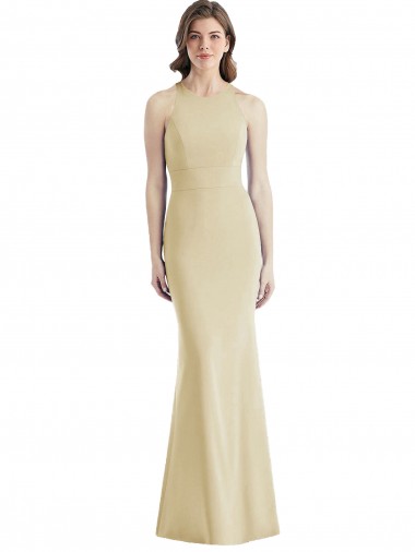 Best Stretch Crepe Criss Cross Open Back Long Bateau Neck Trumpet Prom Dress Canada