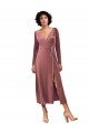 Best Stretch Velvet Midi Length V-Neck A-Line Black Tie Prom Dress Canada