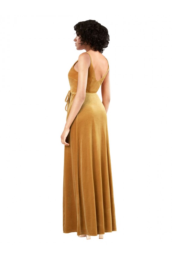 Best Stretch Velvet V-Back Long V-Neck Column Black Tie Prom Dress Canada
