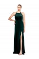 Best Stretch Velvet Keyhole Back Long Spaghetti Straps Dark Green A-Line Prom Dress Canada