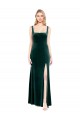Best Stretch Velvet Long Square Neck A-Line Side Slit Prom Dress Canada