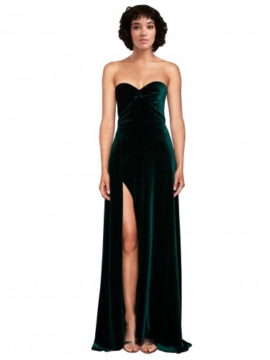 Best Stretch Velvet Low Back Sweep Train Sweetheart A-Line Prom Dress Canada