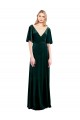Best Stretch Velvet V-Back Long V-Neck Dark Green A-Line Prom Dress Canada