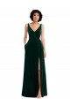 Best Stretch Velvet Long V-Neck A-Line Front Slit Prom Dress Canada