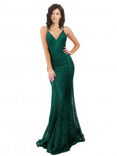 Best Lace Open Back Long V-Neck Mermaid Black Tie Prom Dress Canada