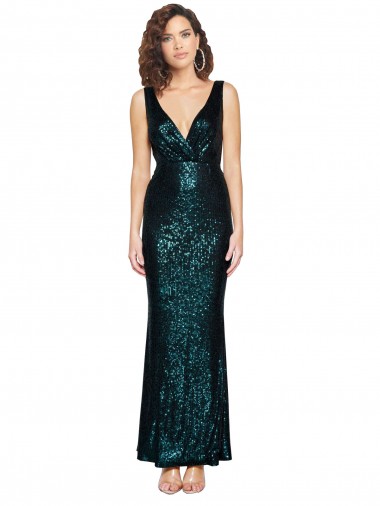 Best Sequin Long V-Neck Mermaid Prom Dress Canada