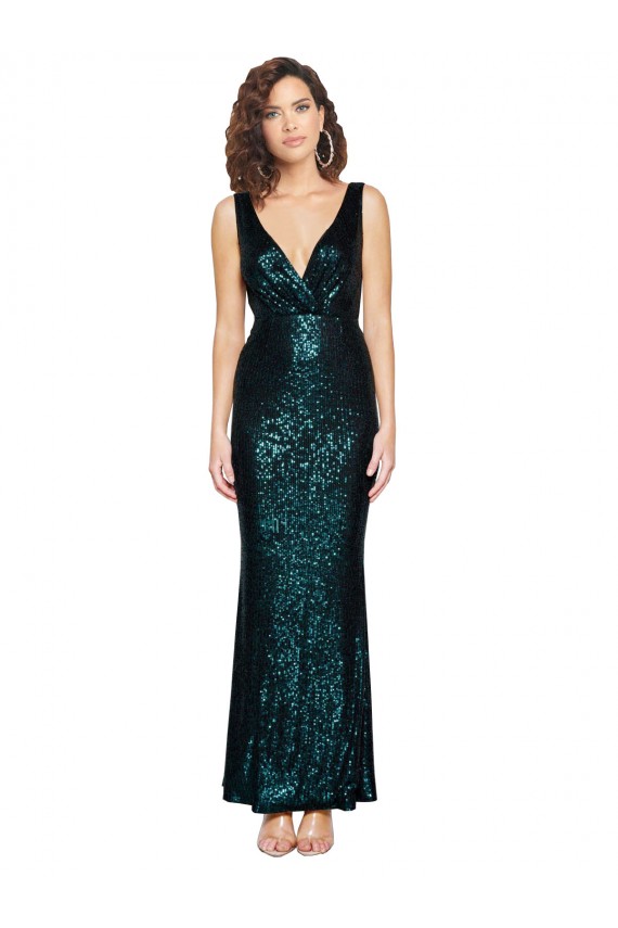 Best Sequin Long V-Neck Mermaid Prom Dress Canada