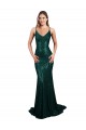 Best Sequin Low Back Long V-Neck Dark Green Mermaid Prom Dress Canada