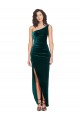 Best Stretch Velvet Low Back Long One Shoulder Sheath High Low Prom Dress Canada