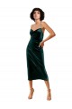 Best Stretch Velvet Criss Cross Open Back Midi Length Spaghetti Straps Sheath Prom Dress Canada