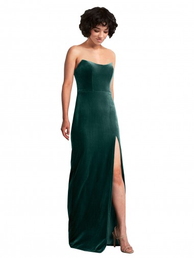 Best Stretch Velvet Low Back Long Strapless Sheath Black Tie Prom Dress Canada