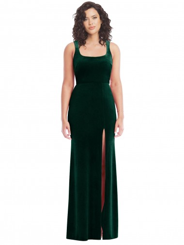 Best Stretch Velvet Long Square Neck Trumpet Prom Dress Canada