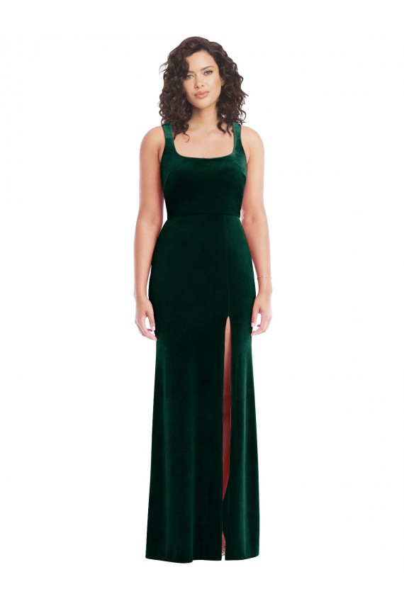 Best Stretch Velvet Long Square Neck Trumpet Prom Dress Canada