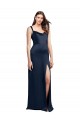 Best Stretch Satin Low Back Long Cowl Neck A-Line Prom Dress Canada