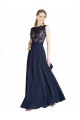 Best Soft Chiffon & Lace V-Back Long Illusion Neck A-Line Prom Dress Canada