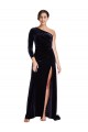 Best Stretch Velvet Sweep Train One Shoulder A-Line Prom Dress Canada