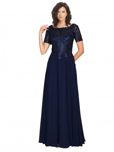 Best Soft Chiffon Long Round Neck A-Line Prom Dress Canada