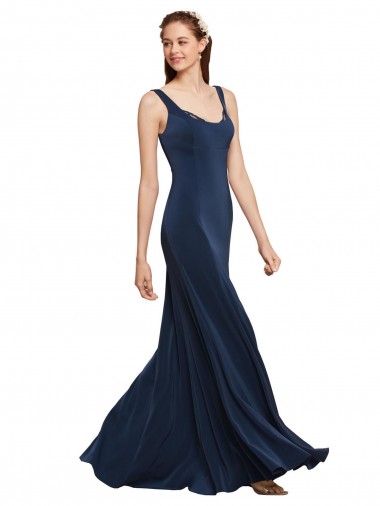 Best Stretch Crepe Low Back Long Round Neck A-Line Prom Dress Canada