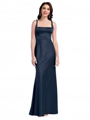 Best Stretch Satin Low Back Long Square Neck A-Line Prom Dress Canada