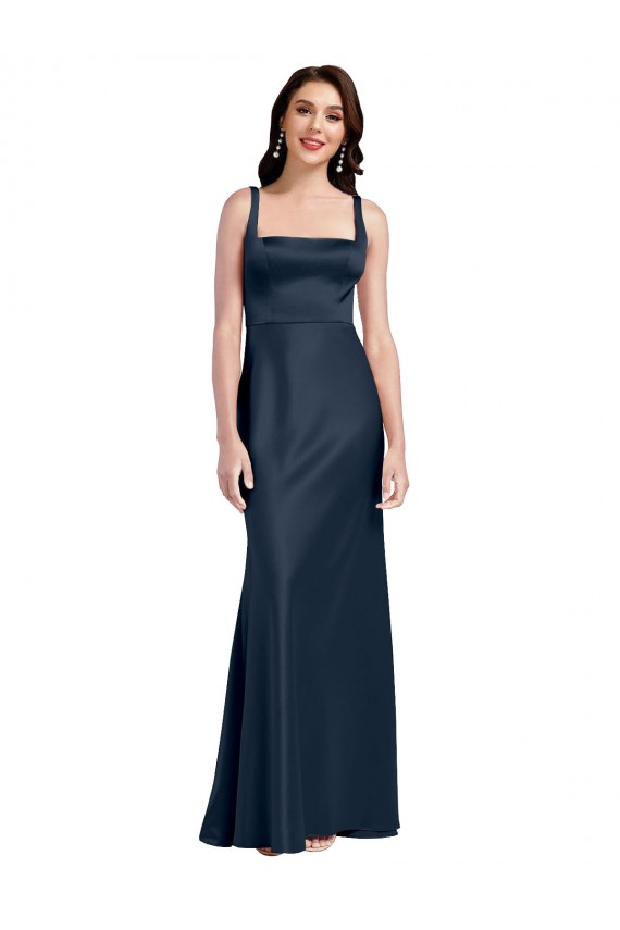 Best Stretch Satin Low Back Long Square Neck A-Line Prom Dress Canada