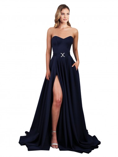 Best Stretch Crepe Low Back Long Sweetheart A-Line Prom Dress Canada