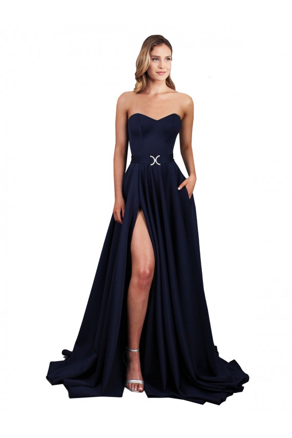 Best Stretch Crepe Low Back Long Sweetheart A-Line Prom Dress Canada