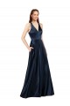 Best Satin Keyhole Back Long V-Neck A-Line Prom Dress Canada