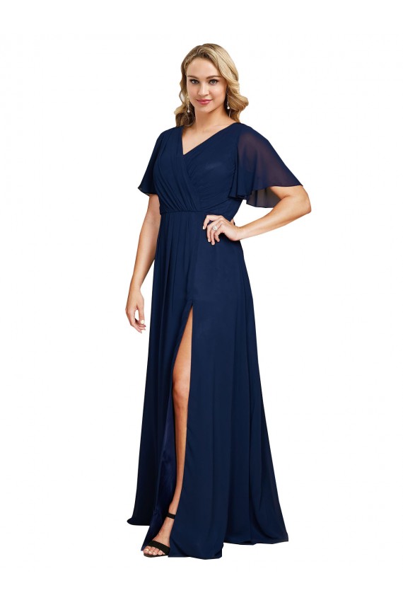 Best Soft Chiffon Long V-Neck A-Line Plus Size Formal Prom Dress Canada